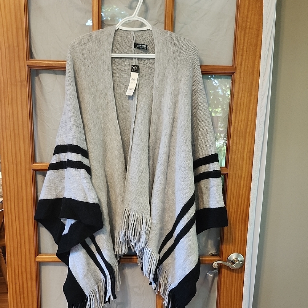 Gray and Black Striped Shawl